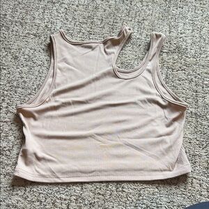 Women's Beige Ribbed Tank Top